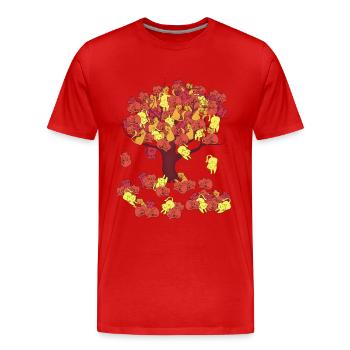 Arbre en Automne perdant ses Feuilles de Chat - T-shirt bio Premium Homme - rouge - Devant - Damien (186cm)