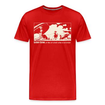 Lucky Luke Design Wilder Westen Mit Spruch - Männer Premium Bio T-Shirt - Rot - Vorne - Damien (186cm)