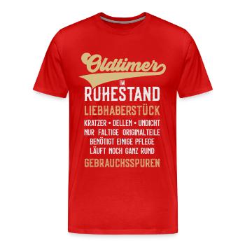 LUSTIG OLDTIMER RUHESTAND RENTE RENTNER - Männer Premium Bio T-Shirt - Rot - Vorne - Damien (186cm)