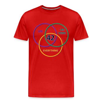 42 (freigestellt) - Männer Premium Bio T-Shirt - Rot - Vorne - Damien (186cm)