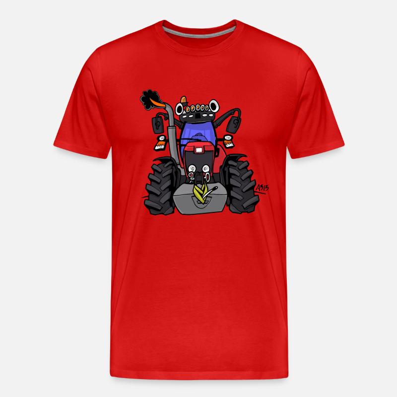 0152 Roter Traktor - Männer Premium Bio T-Shirt - Rot