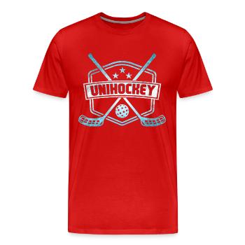 Floorball - T-shirt bio Premium Homme - rouge - Devant - Damien (186cm)