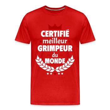 Certifié meilleur grimpeur du monde, cadeau noël - T-shirt bio Premium Homme - rouge - Devant - Damien (186cm)