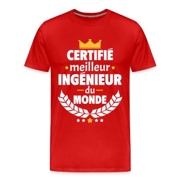 Certifié meilleur ingénieur du monde,cadeau noël - T-shirt bio Premium Homme - rouge - Devant - Damien (186cm)