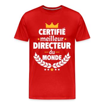 Certifié meilleur directeur, fête des pères, noël - T-shirt bio Premium Homme - rouge - Devant - Damien (186cm)