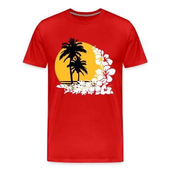 Palm Sunset - T-shirt bio Premium Homme - rouge - Devant - Damien (186cm)