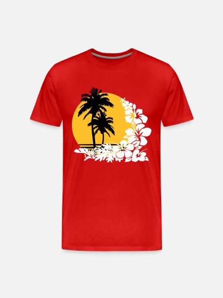 palm sunset - Men's Premium Organic T-Shirt - red