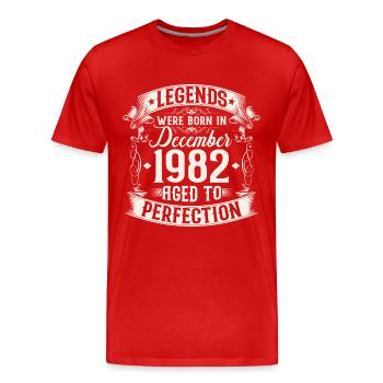 December born 1982 Vintage birthday - Men's Premium Organic T-Shirt - red - Front - Damien (186cm)