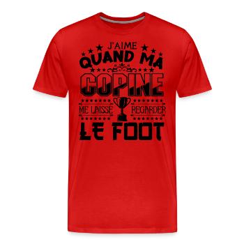 Le Foot | Ma Copine et Le football - T-shirt bio Premium Homme - rouge - Devant - Damien (186cm)