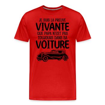Je suis la preuve que papa t-shirt voiture - T-shirt bio Premium Homme - rouge - Devant - Damien (186cm)
