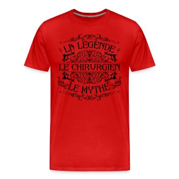 Chirurgien | la légende Chirurgien le mythe - T-shirt bio Premium Homme - rouge - Devant - Damien (186cm)