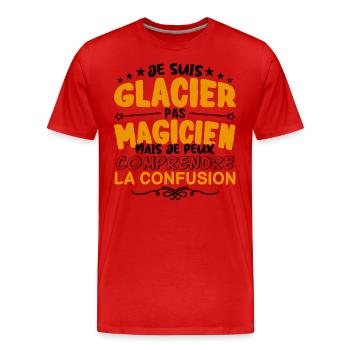 Glacier pas Magicien | le Meilleur Glacier cadeau - T-shirt bio Premium Homme - rouge - Devant - Damien (186cm)