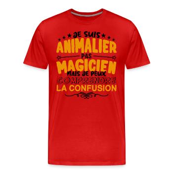 Animalier pas Magicien | le Meilleur Animalier ca - T-shirt bio Premium Homme - rouge - Devant - Damien (186cm)
