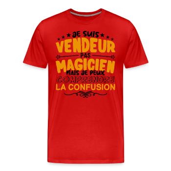 Vendeur pas Magicien | le Meilleur Vendeur cadeau - T-shirt bio Premium Homme - rouge - Devant - Damien (186cm)