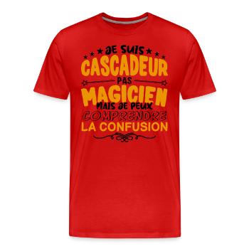 Cascadeur pas Magicien | le Meilleur Cascadeur ca - T-shirt bio Premium Homme - rouge - Devant - Damien (186cm)