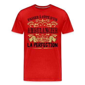 Ambulancier | le Meilleur cadeau Ambulancier - T-shirt bio Premium Homme - rouge - Devant - Damien (186cm)