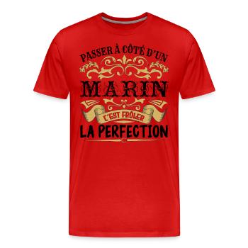 Marin | le Meilleur cadeau Marin - T-shirt bio Premium Homme - rouge - Devant - Damien (186cm)