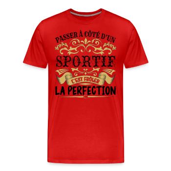 Sportif | le Meilleur cadeau Sportif - T-shirt bio Premium Homme - rouge - Devant - Damien (186cm)