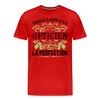 Opticien | le Meilleur cadeau Opticien - T-shirt bio Premium Homme - rouge - Devant - Damien (186cm)