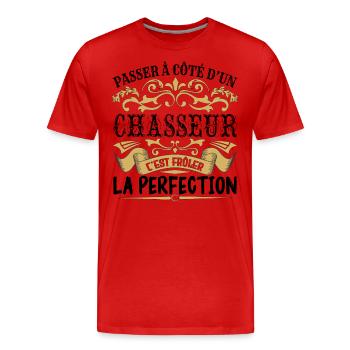 Chasseur | le Meilleur cadeau Chasseur - T-shirt bio Premium Homme - rouge - Devant - Damien (186cm)