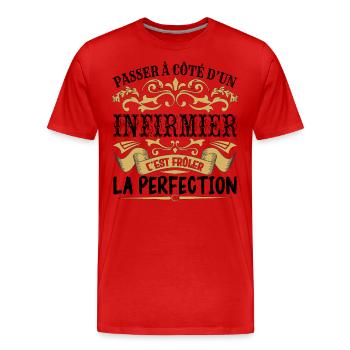 Infirmier | le Meilleur cadeau Infirmier - T-shirt bio Premium Homme - rouge - Devant - Damien (186cm)
