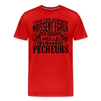 Pêcheur meilleurs Pêcheurs la pêche papa pêcheur ! - T-shirt bio Premium Homme - rouge - Devant - Damien (186cm)