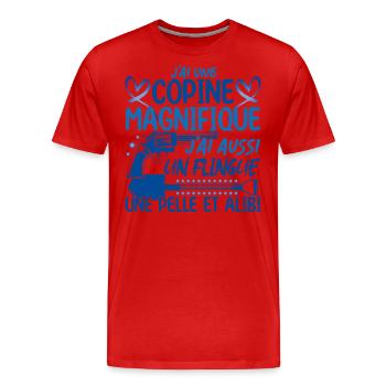 Copine Magnifique Humour Couple ma copine amour - T-shirt bio Premium Homme - rouge - Devant - Damien (186cm)