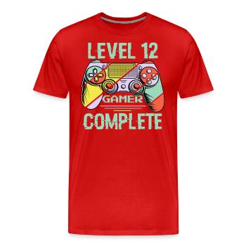 Level 12 Complete 12 Years Gamer Level 12 Complete - Männer Premium Bio T-Shirt - Rot - Vorne - Damien (186cm)