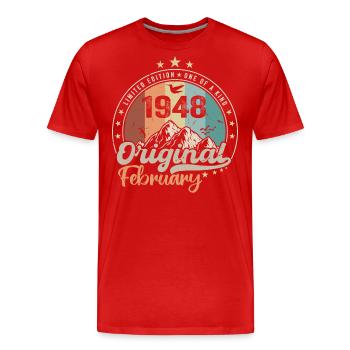 Legends born in February 1948 Gift 76 years - Men's Premium Organic T-Shirt - red - Front - Damien (186cm)