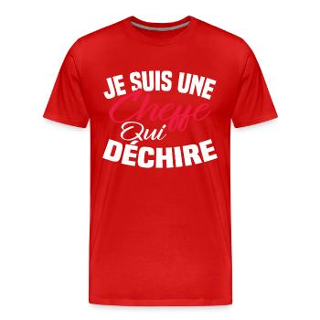 Je suis un cheffe qui déchire - T-shirt bio Premium Homme - rouge - Devant - Damien (186cm)