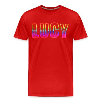 lucy rs regenbogen - Männer Premium Bio T-Shirt - Rot - Vorne - Damien (186cm)