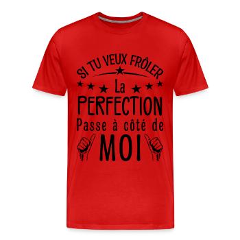 Du willst der Perfektion nahe sein, geh an mir vorbei - Männer Premium Bio T-Shirt - Rot - Vorne - Damien (186cm)