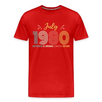 July 1980 Anniversary July 1980 July - Men's Premium Organic T-Shirt - red - Front - Damien (186cm)