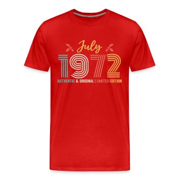 July 1972 Birthday July 1972 July - Men's Premium Organic T-Shirt - red - Front - Damien (186cm)