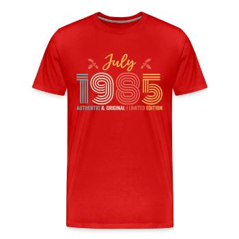 July 1985 Birthday July 1985 July - Men's Premium Organic T-Shirt - red - Front - Damien (186cm)