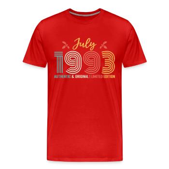 July 1993 Birthday July 1993 July - Men's Premium Organic T-Shirt - red - Front - Damien (186cm)