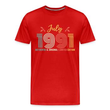 July 1991 Birthday July 1991 July - Men's Premium Organic T-Shirt - red - Front - Damien (186cm)