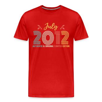 July 2012 Birthday July 2012 July - Men's Premium Organic T-Shirt - red - Front - Damien (186cm)