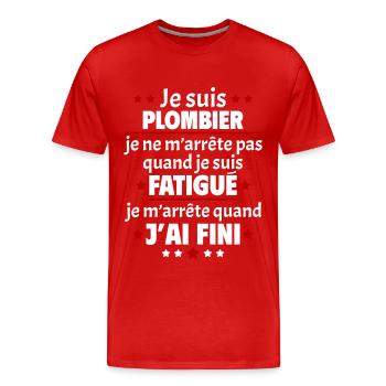 Je suis plombier, fête des pères, idée cadeau - T-shirt bio Premium Homme - rouge - Devant - Damien (186cm)