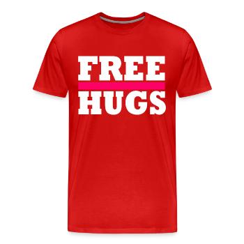 Free Hugs - Männer Premium Bio T-Shirt - Rot - Vorne - Damien (186cm)