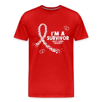 Je suis un survivant du cancer du sein - T-shirt bio Premium Homme - rouge - Devant - Damien (186cm)