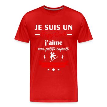 Papy cool snowboard, cadeau grand-père snowboard - T-shirt bio Premium Homme - rouge - Devant - Damien (186cm)