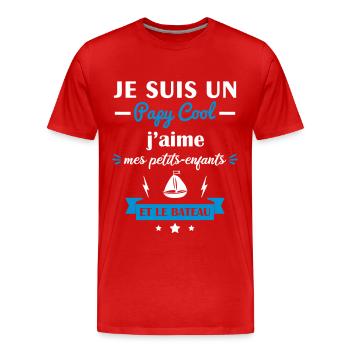 Papy cool bateau, cadeau grand-père capitaine - T-shirt bio Premium Homme - rouge - Devant - Damien (186cm)