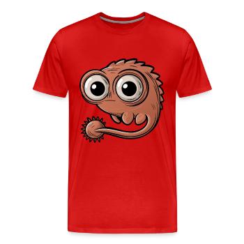 Drôle de petit monstre avec de grands yeux - T-shirt bio Premium Homme - rouge - Devant - Damien (186cm)