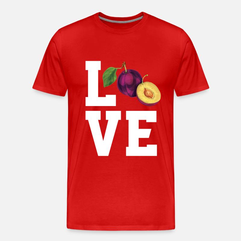 Liebe Pflaumen - Männer Premium Bio T-Shirt - Rot