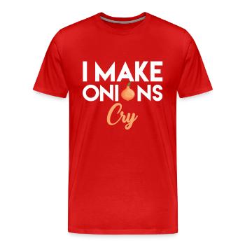 Zwiebel - Männer Premium Bio T-Shirt - Rot - Vorne - Damien (186cm)
