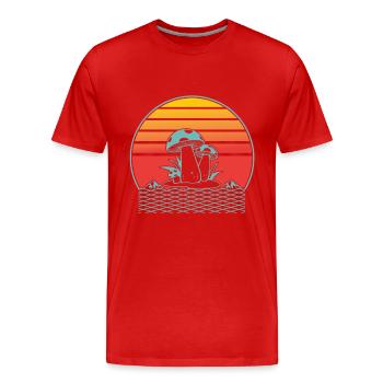 Mushrooms Retro - Men's Premium Organic T-Shirt - red - Front - Damien (186cm)