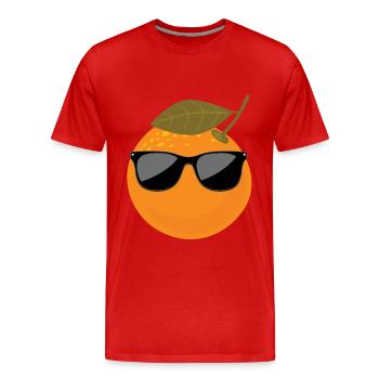 Coole Mandarine - Männer Premium Bio T-Shirt - Rot - Vorne - Damien (186cm)