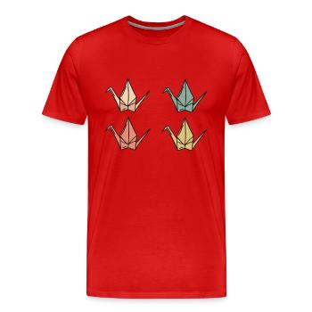 Grues Origami - T-shirt bio Premium Homme - rouge - Devant - Damien (186cm)