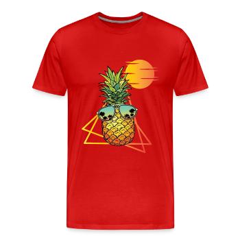 80er Jahre Retro Ananas - Männer Premium Bio T-Shirt - Rot - Vorne - Damien (186cm)